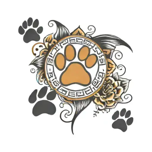 Pawprint With Dogs Name Above And Date Under