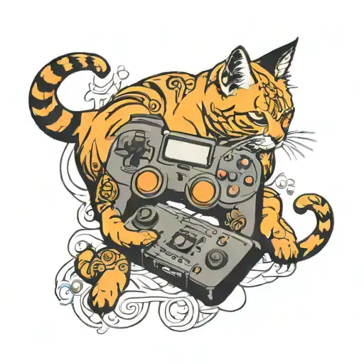Orange Cat Playing Ps5 Controller