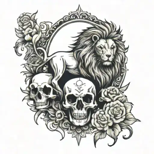 Lion And Skull Surrounded