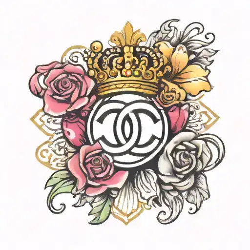 Chanel Symbol With Bow And Crown Surrounded