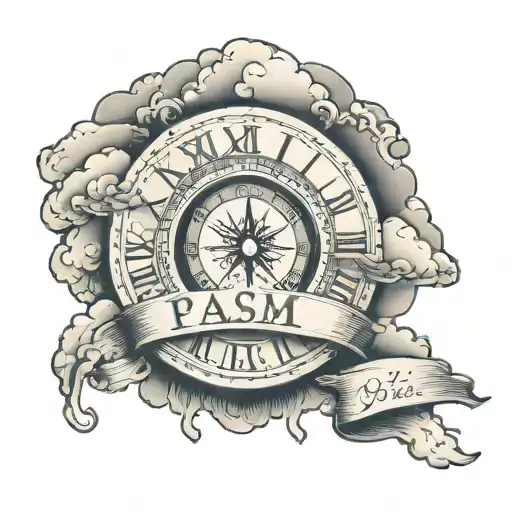 Paslm 91 Forearm Tattoo Featuring Roman Numerals Representing Important Dates With Clouds
