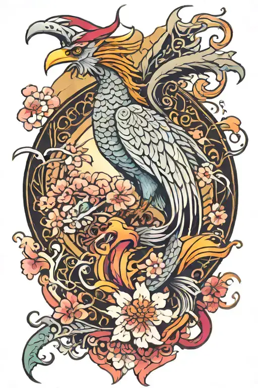 Phoenix With A Dragon And Plum Blossom