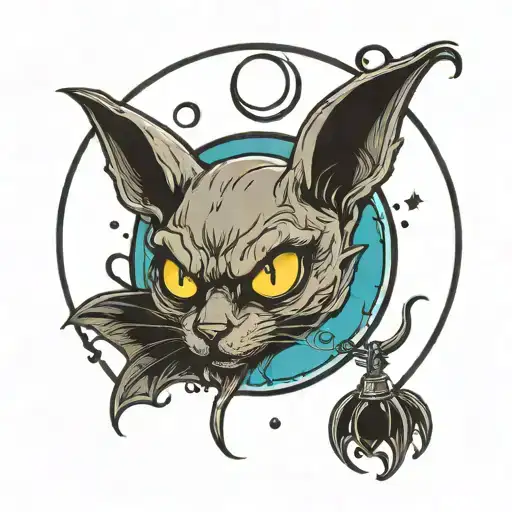 Cat Moon Bat Hanging Upside