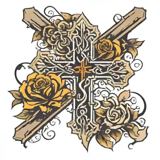 Cross With Script Font