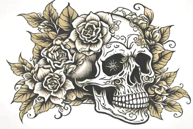 Skull Flowers Wrapped