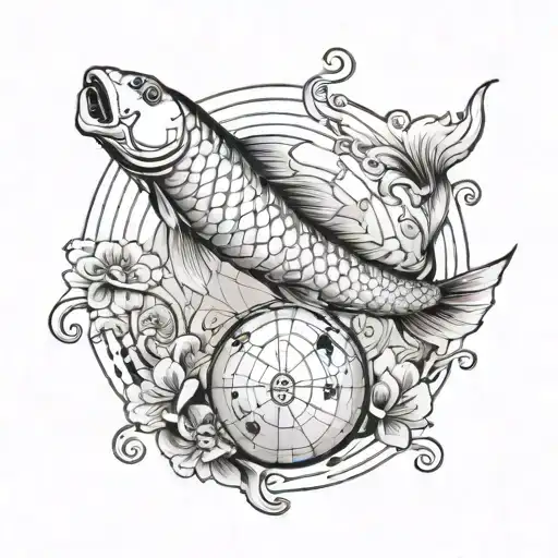 Japanese Koi Fish Style With A Globe And Roman Numerical For A Half Sleeve