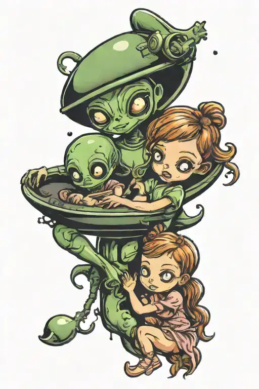 Alien Ufo Abducting Two Little Girls