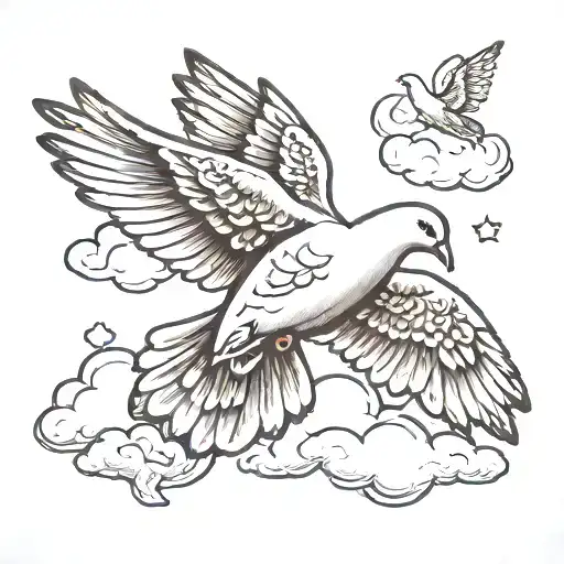 Cross Clouds Dove Flying