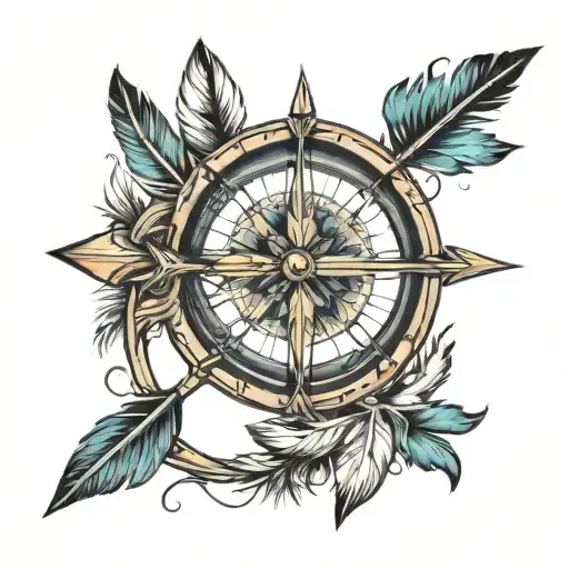 Hunting Arrow With Feathers Attached To Bottom