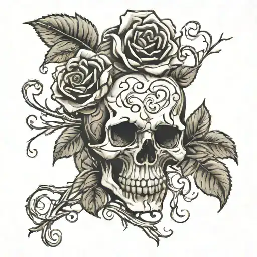 Skull Roses Vines