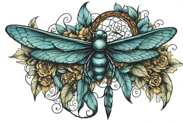 Dream Catcher With Dragonfly Flying