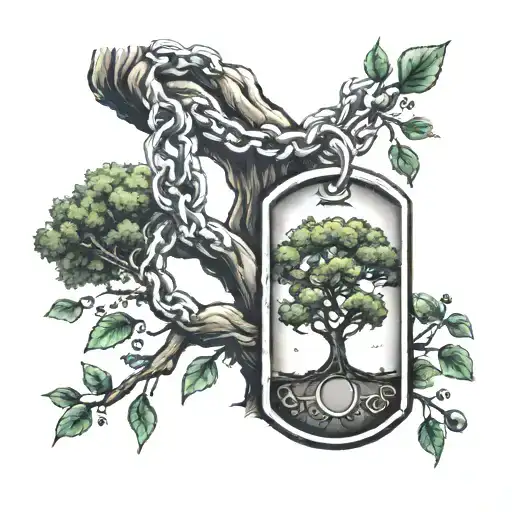 Tree With Dogtags Hanging