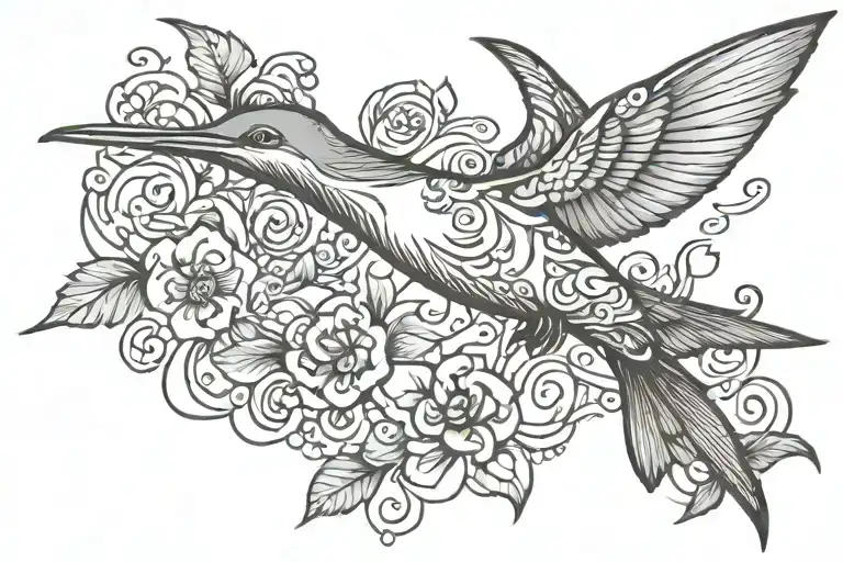 Dolphin Hummingbird Silhouette