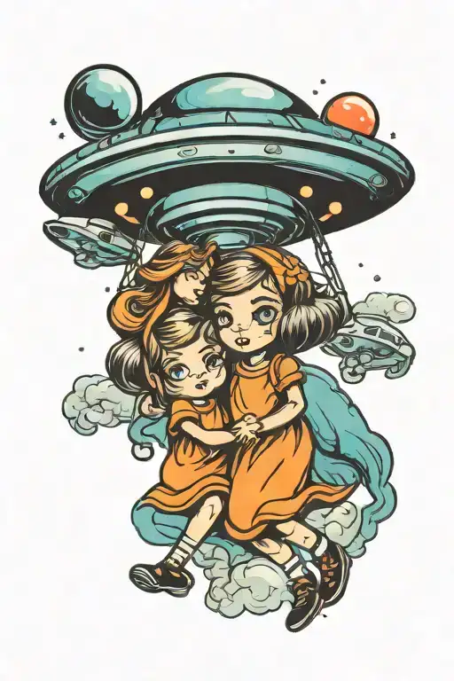 Ufo Abducting Two Little Girls