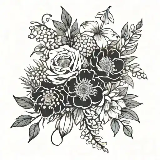 Australian Native Birth Flower September December October And February Bouquet Black And White