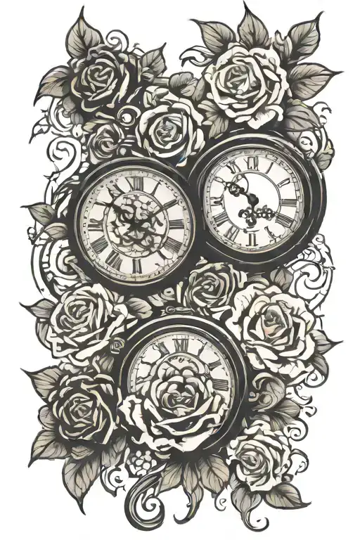 Two Clocks With Flowers Intertwined Representing Children