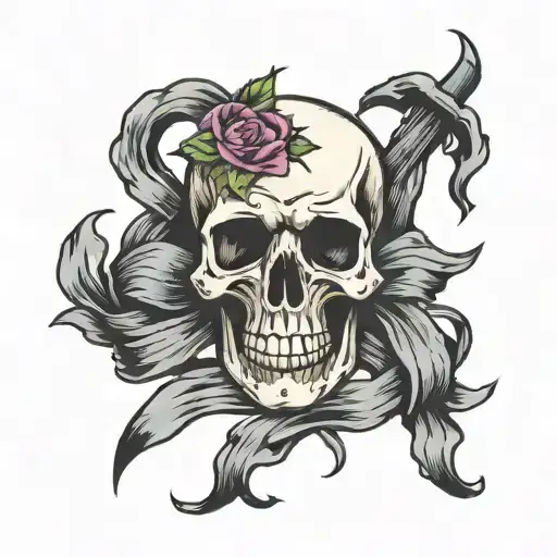 Suicide Ribbon With Skull