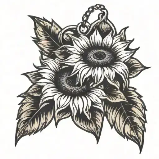 Sunflower Dogtags Hanging