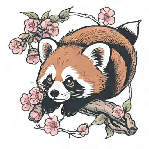 Red Panda And Cherry Blossom
