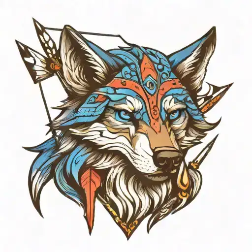 Wolf With Blue Eyes Arrow Going