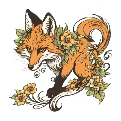 Fox With Floral Ornament