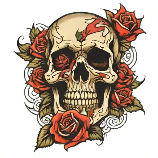 Rose Skull And Italy Flag