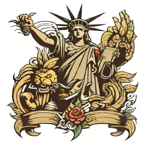 Statue Of Liberty With A Polish Eagle Sitting On The Torch