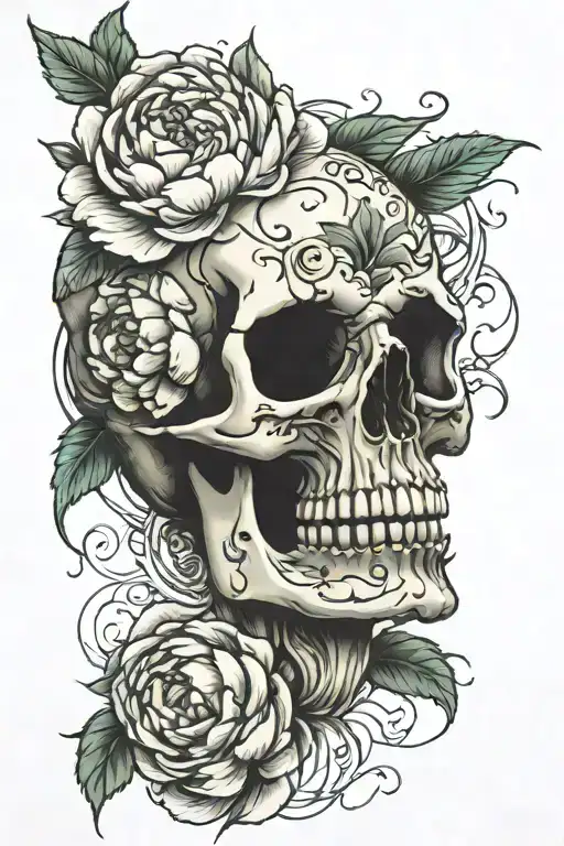 Skull And Peony