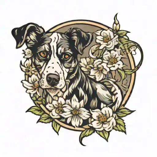 Jasmin Flower And Dog Sitting On Top