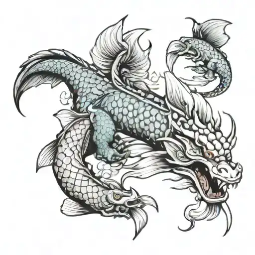 Dragon And Koi Fish