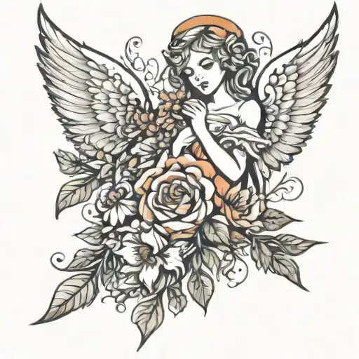 Flowers And An Angel