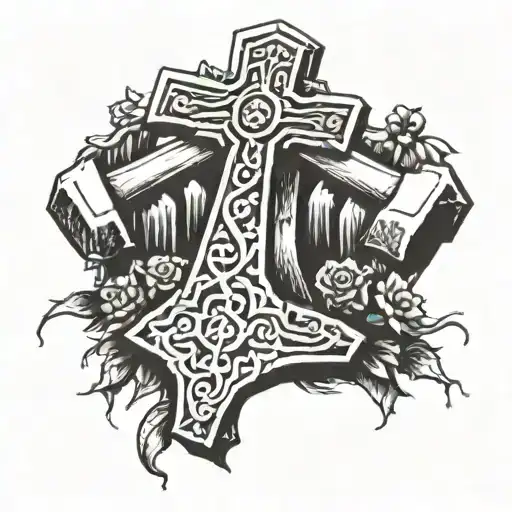 Nordic Hammer On Top Of Jesus' Empty Grave