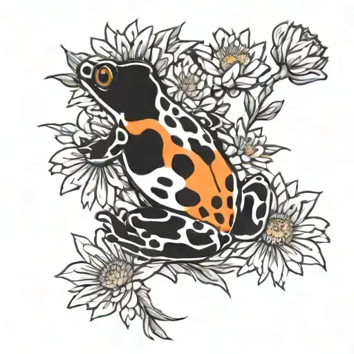 Poison Dart Frog With Chrysanthemums