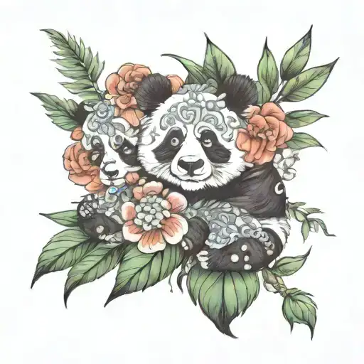 Panda With 2 Kids Playing