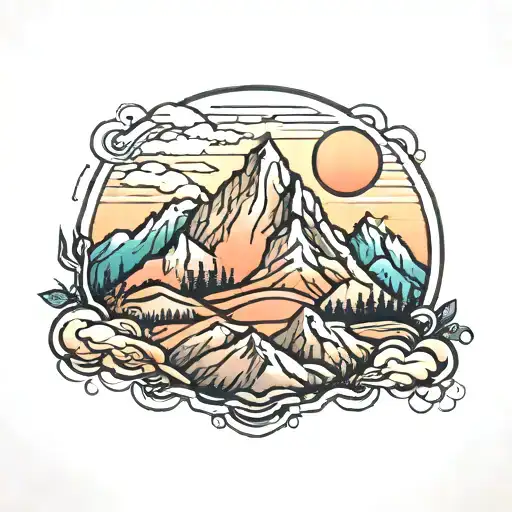 Mountain With Sunset Background