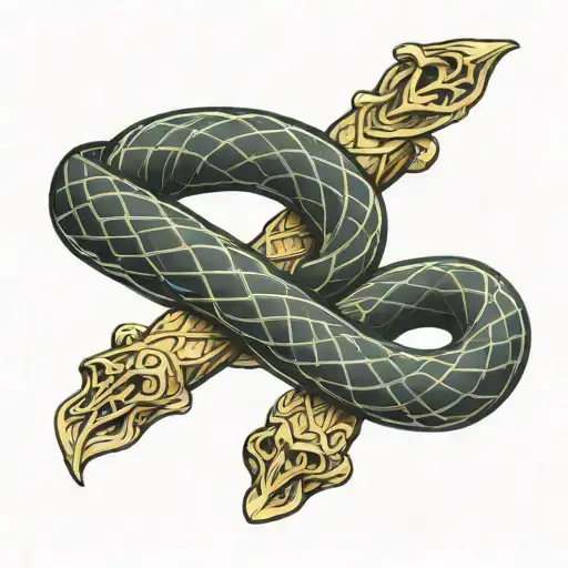 Cross With A Snake Coiled Snake Wrapped