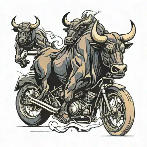 Bull And Bike Racing Car Speeding