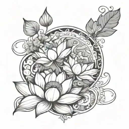 F M F With Lotus Flowers Intertwined Representing