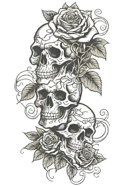 Skull Rose Intertwined