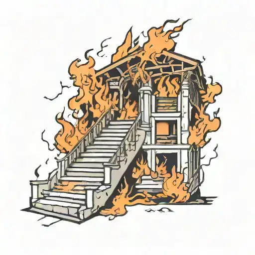 Broken Stairs On Fire