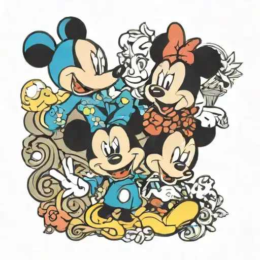 Disney Characters In Mickey Ears Surrounded