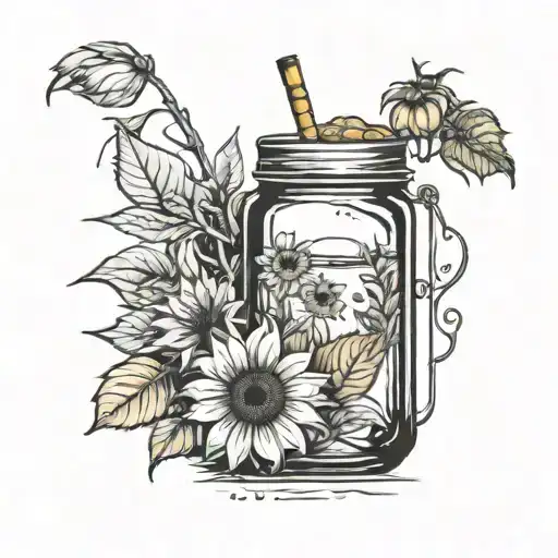 Moonshine Jar And Sunflower