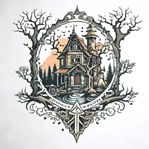 Witchcr Aft Inspired Tattoo Featuring Forest Scene