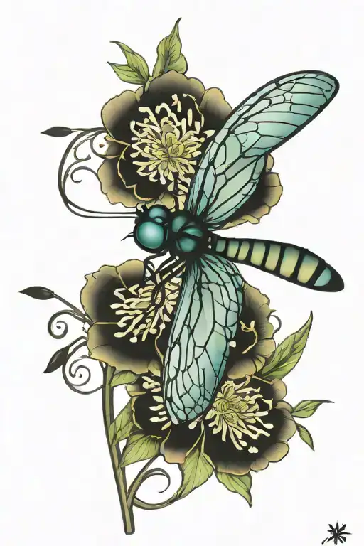 Dragonfly Monarch Butterfly Clover