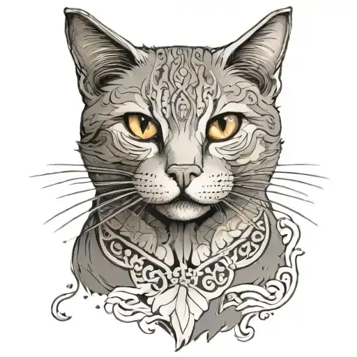 Grey Cat With A White Spot On The Middle Of The Face With Naturo