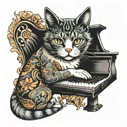Cat Playing The Piano