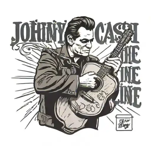 Johnny Cash Holding A Guitar And Text That Says I Walk The Line