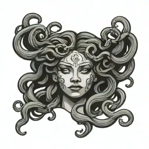 Medusa With Lines And One Tear From Left Eye