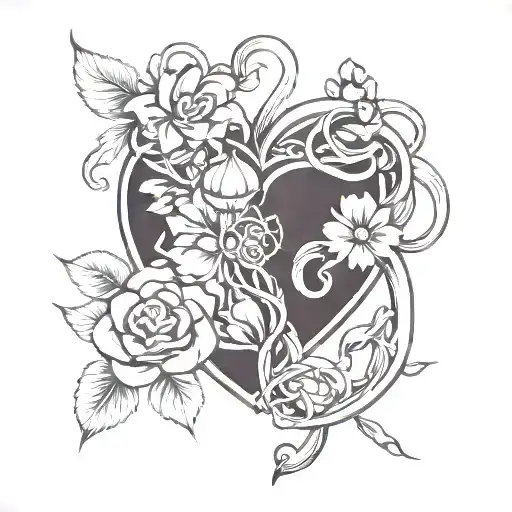 Flower Intertwined With Heart And Cancer Symbol