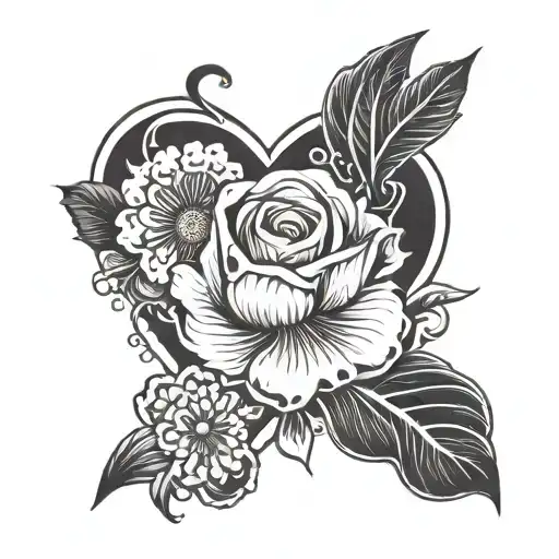 Flower Intertwined With Heart And Cancer Symbol